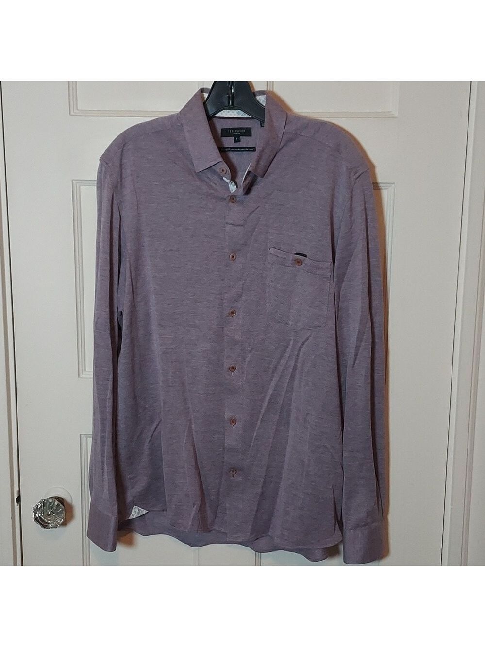 Ted Baker London Knit Button Down Casual Shirt In Heathered Purple TB Size 4